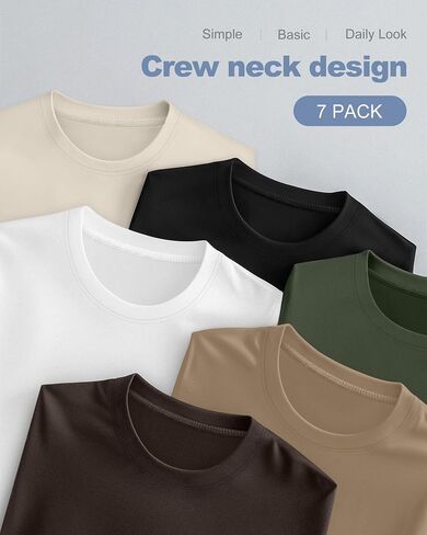 7 Pack Women's Fitted Basic T-Shirts Bulk Crewneck Tight Cotton Short Sleeve Tee Multipack Slim Summer Casual Tops in Saudi Arabia