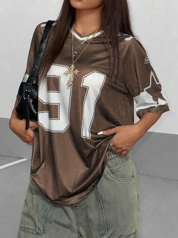 Shenhe Women's Graphic Football Jersey Top v Neck Short Sould Tertwear in Kuwait