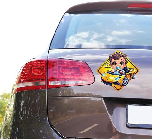 Baby On Board Magnet – Cute Baby and Dog in Blue SUV Design | 5"x5" Child Safety Car Sign by SIGNS THAT POP – Magnetic, Weatherproof | Cartoon Vehicle Magnet (1 Pack) in Kuwait