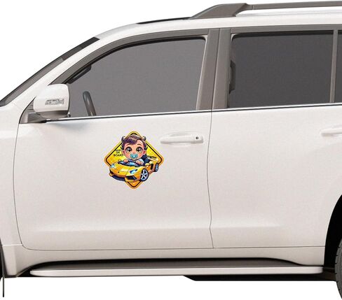 Baby On Board Magnet – Cute Baby and Dog in Blue SUV Design | 5"x5" Child Safety Car Sign by SIGNS THAT POP – Magnetic, Weatherproof | Cartoon Vehicle Magnet (1 Pack) in Kuwait