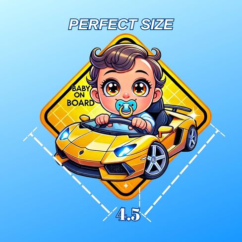 Baby On Board Magnet – Cute Baby and Dog in Blue SUV Design | 5"x5" Child Safety Car Sign by SIGNS THAT POP – Magnetic, Weatherproof | Cartoon Vehicle Magnet (1 Pack) in Kuwait