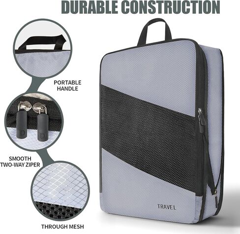 Compression Packing Cubes for Travel 6 Sets, Luggage Space Saving Travel Essentials Accessories for Suitcase Organizer Bags Set, Durable Organizer Bags (cream) in Saudi Arabia