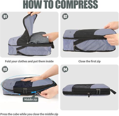 Compression Packing Cubes for Travel 6 Sets, Luggage Space Saving Travel Essentials Accessories for Suitcase Organizer Bags Set, Durable Organizer Bags (cream) in Saudi Arabia
