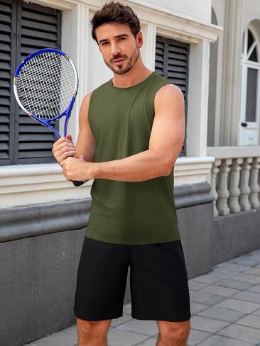 Runcati Men's Workout Tank Tops Sleeveless Athletic Gym Muscle Shirt Casual Basic Summer Fitness Tees in Saudi Arabia