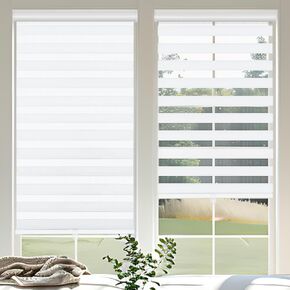 Cordless Zebra Blinds for Windows, 29" W x 72" H Zebra Roller Shades with Valance Free Stop Zebra Blinds Roller Shades, Light Control Window Treatments Dual Layer Sheer Blinds for Day and Night
