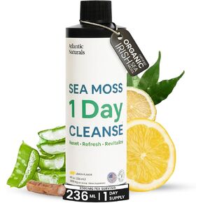 Atlantic Naturals - 1 Day Colon Cleanse Full Body Detox Drink - Sea Moss Supplement for Women & Men, Gut Health, Kidney & Liver Immune Energy Enhancer Gut Cleanse - Lemon Flavor Juice, 8 fl oz
