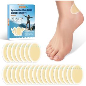 Gel Blister Bandages Hydrocolloid Bandages for Sports,Runners & Travel - 24ct Blister Cushions for Feet, Toe & Heel -Water Resistant Blister Pads for Prevention & Recovery (Variety Pack