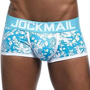 JOCKMAIL Men's Cotton Briefs Boxer Short Underwear Sexy Hot Leaf Printed Low Rise Men's Panties Sport Trunk