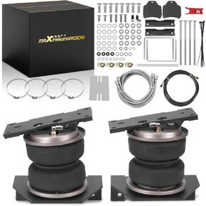 MaxPeedingRods 5000 رطل أكياس التعليق الهواء الخلفي لفورد F-250 F-350 2017-2019 F-450 2017-2024 Super Duty 4WD مع خط هواء مضفر من الفولاذ المقاوم للصدأ واللوحات لفة