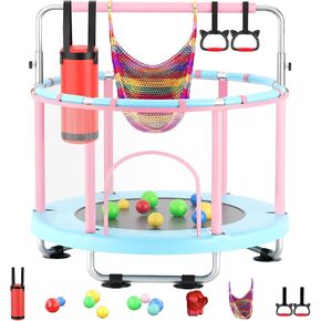 Trampoline for Kids, 55" Toddler Trampoline with Safety Enclosure Net, 440lbs Indoor Outdoor Baby Kids Trampoline, Trampoline Indoor Toy Jumping Mat, Birthday Gifts for Children Boy Girl