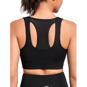Yvette Front Front Closure Sports Pras for Women High Support Bust Bust Racerback مصبوب الكأس الرياضية.