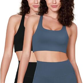 ODODOS Racerback Sports Bra for Women Non Padded Double Layer Yoga Tank Workout Crop Tops