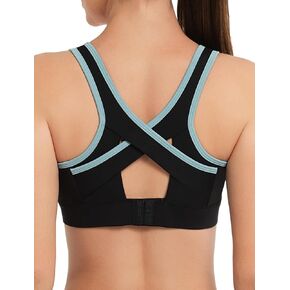 Yvette High Impact Sports Bras for Women Large Bust Crossed Back Color Blocking Supportive Sports Bra Plus Size Running