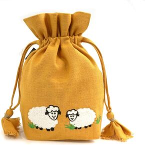 Lantern Moon Meadow Bag, White Sheep/Gold Back