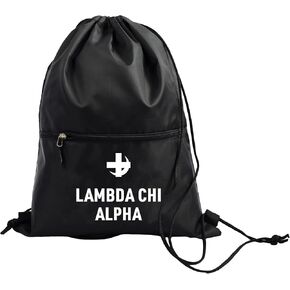 Sorority Shop Lambda Chi Alpha Fraternity Black Drawstring Backpack, Sports Bag, Travel Carryall