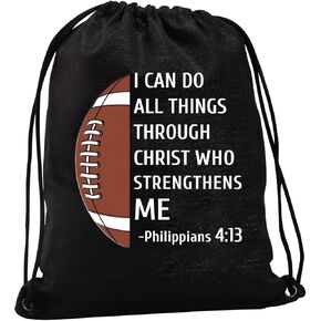 JYTAPP Football Bag Christian Faith Football Drawstring Bags Football Sport Drawstring Backpack Football Player Gift