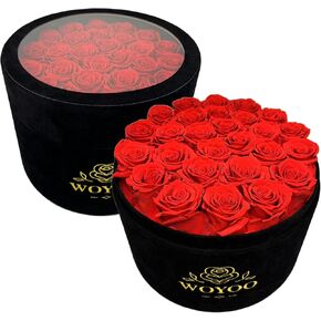 Woyoo 27 Red Forever Preserved Roses in a Luxury Suede Box – A-Grade Forever Flowers,Preserved Flowers, Mothers Day Gifts for Mom, Birthday Gifts for Women, Flowers for Delivery Prime