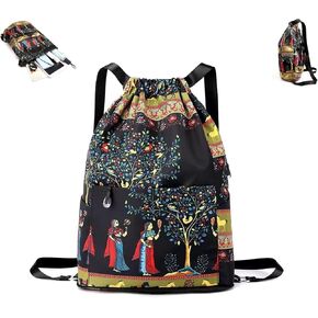 Drawstring Foldable Large Capacity Dry-wet Separation Travel Sports Backpack Waterproof Gym Bag with Multiple Pockets (C)