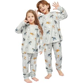 Narecte Unisex Girls Boys Pajamas Sets Long Sleeve Top and Pants 2 Piece Pajamas Set for Kid
