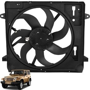 Engine Cooling Radiator Fan Assembly Compatible with 2012-2017 Jeep Wrangler 3.6L, 2018 Jeep Wrangler JK 3.6L, # 621-601, 68143894AA, 6010277, 624080, CF13078, 68143894AB 81301001