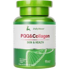PQQ Collagen (660mg & 5 in 1) Reduce Wrinkles, Support Hair, Skin - Hydrolyzed Collagen for Women and Men, Collagen Peptides 60 Capsules, Energy Optimizer and Sleep Support