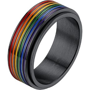 الفولاذ المقاوم للصدأ قوس قزح LGBT حلقة حلقة الحب هو الحب مثلي الجنس مثليان الكبرياء المجوهرات حلقات فرقة الفرقة للرجال ، الحجم 7-12 (مع صندوق الهدايا)