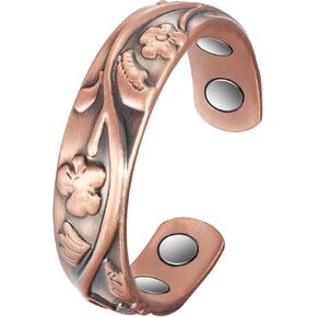 Copper Magnetic Ring for Women, Lymphatic Drainage Adjustable Ring, 3500 Gauss Magnet (N)