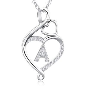 RIVIKO Infinity Heart Initial Necklace for Women,925 Sterling Silver Letter Pendant Personalized Jewelry,Name Necklace Graduation Birthday Mother's Day Gifts for Mom Women Wife Friend