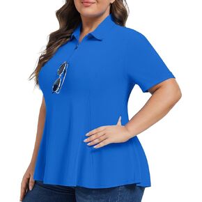 Casei Women's Plus Size Golf Polo Shirts Short Sleeve Collared Tennis Workout Tops Loose Fit UPF 50+