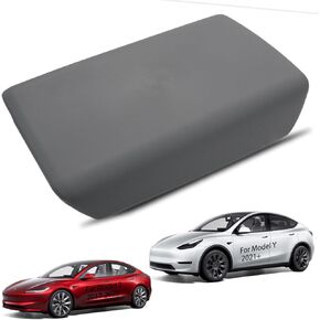 Model Y Armrest Cover for Tesla Model Y 2024-2021 and Model 3 2023-2017 (TPE, Matte Black)