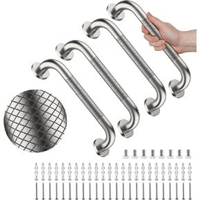 4 Pack 24 Inch Shower Grab Bar, YuanDe White Bathroom Grab Bar Handle w/Anti-Slip Knurled Grip, Stainless Steel Bath Balance Bar,1.25" Diameter Safety Hand Rail Support,Handicap Injury Elderly Senior