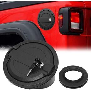 غطاء غطاء الوقود ، باب خزان الغاز لعام 2018-2023 Jeep Wrangler JL JLU ، ABS + Aluminium Alloy ، الملحقات الخارجية ، الأسود ، YXG-044-JLS