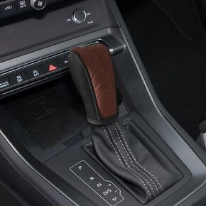 Leather Car Gear Shift Cover, Stick Shift Cover, Durable Shift Knob Cover for Shift Lever Protection, Universal Anti-Slip Automatic Shift Knob Cover Car Accessories for Cars (Black/Beige)