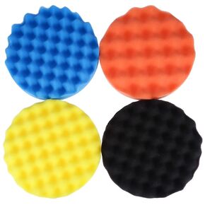 4-Pack 7inch (180mm) Car Sponge Buffing Pad Soft Wave Foam Pad Polishing Sponge Pads Kit for Car Polisher Compounding, Polishing and Waxing