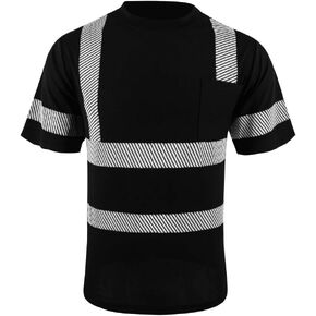 Hi Vis Shirts ANSI Class 3 Safety Shirts, Heat Transfer Reflective Strips High Visibility Shirts for Men and Women