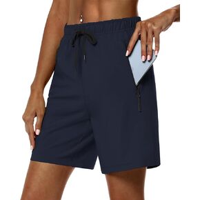 DIBAOLONG Women’s 7" Hiking Shorts Quick Dry Lightweight Athletic Gym Running Bermuda Shorts for Women with Pockets
