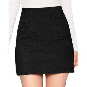 MANGOPOP Mini Faux Suede Skirt for Women High Waist Skirts