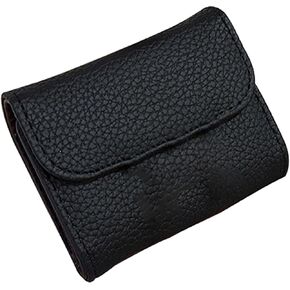 RFID Blocking PU Leather Credit Card Holder Wallet for Women, Compact Accordion Card Case with Multiple Slots, Small Buckle Coin Purse, Stone Litchi Pattern ID Card Organizer (Style-1)