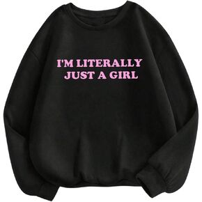 SHENHE Girl's Crewneck Cute Slogan Graphic Sweatshirt Long Sleeve Drop Shoulder Loose Pullovers