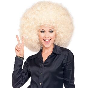 Rubies Super Size Blond Afro ، أصفر ، وحجم واحد للحفلات ذات الطابع والهالوين