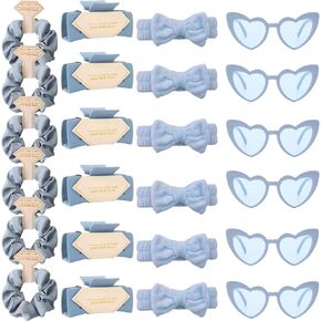 32pcs Bridesmaid Scrunchies Proposal Gifts square 4.1inch Bachelorette Hair Claws Clips Girls heart sunglasses headband gift for Wedding Party Favors (White&Black)