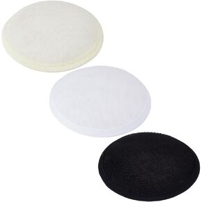Fingerinspire 3 PCS Round Fascinator Hat Base 5.1inch صفراء/أسود/أسود/أبيض شبكة Mesh Base Base Women Cocktail Making Base Making Materive Material Materive for Diy Party Wedding Church Hat