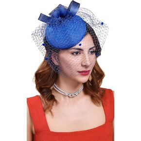 Cizoe Sinamay Fascinators for Women Tea Party Hats Derby Wedding Cocktail Flower Hatware with Mesh Feathers