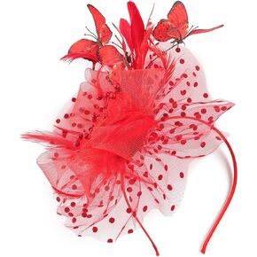 Butterfly Fascinators for Lady Women Derby Hats Headband Tea Party Cocktail Mesh Feathers Hair Clip for Wedding