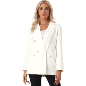 Allegra K Blazer for Women's Business Casual Long Sleeve Lapel Double Breasted Work Office Blazer Jackets