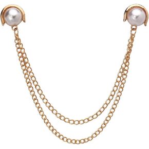 Pearl Brooch Pins Tassel Chain Brooch Collar Pins Lapel Pins for Men Women Dress Shirt Collar Chain Suit Collar Brooch Hanging Chain Lapel Pin for Men Suits Tuxedo Shirt Accessories
