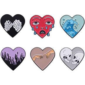 Halloween Pin Brooch Spider Bat Horror Enamel Pin Sets for Women Men Gothic Heart Lapel Badge Pins for Clothes Suits Backpacks Holiday Party Jewelry Gift 6 Pcs/set