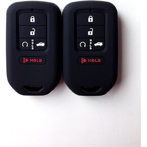 Autobase Silicone Key Fob Cover for Honda Accord Civic CR-V CRV Pilot Passport Insight EX EX-L Touring | Car Accessory | Key Protection Case - 2 Pcs (Black)