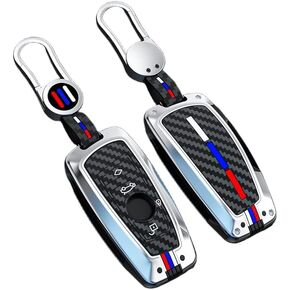 Key Fob Cover Case, Keychain, Metal Shell Cover Compatible for BMW 1 3 4 5 6 7 Series X3 X4 M5 M6 GT3 GT5 (Gunmetal-Carbon Fiber)