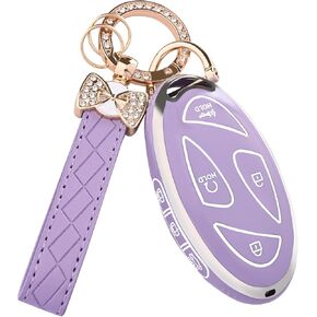 لغطاء Hyundai Key FOB - 5 زر حماية CASE CASE SOFT TPU مناسبة لـ Hyundai Ioniq 6 Grandeur GN7 ، Kona ، Elanrtra ، Santa Fe ، Sonata ، Tucson Smart Remote Key (Button - Purple)